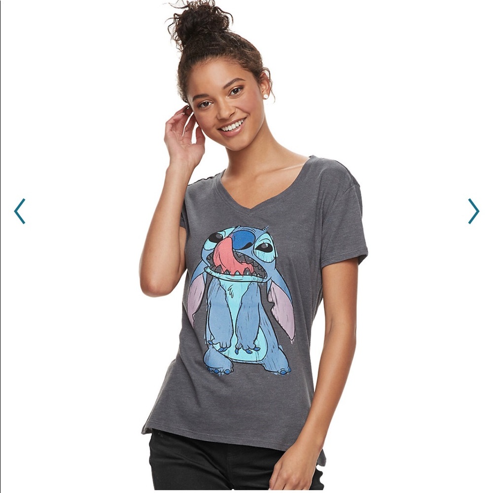 NEW DISNEY Lilo & Stitch Tee Shirt Gray Medium Juniors